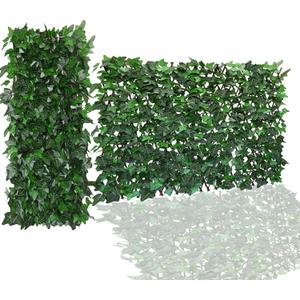 Expandable Faux Ivy Fence,Artificial Privacy Screen Decor for Outdoor Wall, Balcony and Patio, Single Sided Leaves (1, Green-Ivy)