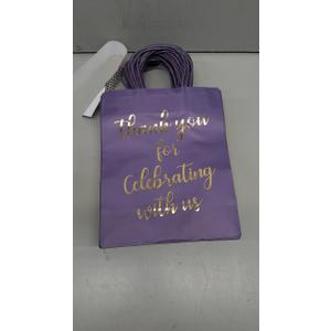 DjinnGlory 100 Pack Small Lavender Purple Paper Gift Bags with Handles Bulk 9''x5.5''x3.15'' for Birthday Wedding Baby Shower Parties Goodies, Purple Business Shopping Bags