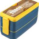 Iteryn Bento Box Lunch Box, 3-In-1 Compartment Containers - Wheat Straw, Leakproof Eco-Friendly Stackable Bento Lunch Box Meal Prep (Lemon Yellow)