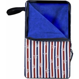 Wet Bag, Wet Dry Bag, Wet bag for swimsuit,Travel, Beach, Pool, Diapers, Dirty Yoga Gym Clothes, Waterproof Embedded Towel Wet Bag(Fleece)-Leakproof Wet Clothes Bag, Beach Travel Essentials (18x10.5 inch, Stars and Stripes)