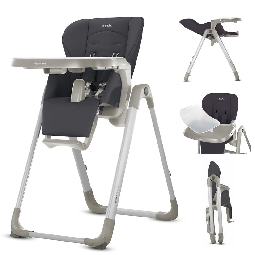 Inglesina My time Highchair, Pepper - Adjustable High Chair for Babies & Toddlers, 4 Height & 3 Recline Settings, Collapsible, Tool-Free Assembly, BPA Free, Removable Tray for Easy Cleaning