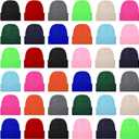 JaGely 36 Pack Different Solid Color Beanies, Colorful Knitted Beanie Caps, Warm Cuffed Skull Caps for Winter Adults Men Women