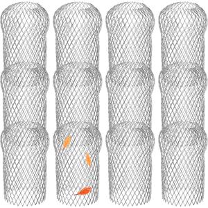 Lyellfe 12 Pack Gutter Strainer, 4 Inch Expandable Gutter Downspout Guards, Aluminum Mesh Gutter Filter Strainer, Stop Blockage, Leaves Debris, Fits for 1.7"W - 4"W Holes