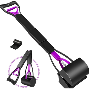 LPNPMFV9449388PPOGOO Non-Breakable Pooper Scooper for Dogs and Cats with Long Handle High Strength Material and Durable Spring for Easy Grass and Gravel Pick Up Purple