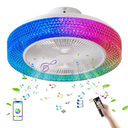 ASANCU Ceiling Fan with Light and Bluetooth Remote, RGB Dimmable LED Enclosed Ceiling Fan for Kids' Rooms with Bluetooth Speaker and 3 Color LED Lights, 6 Wind Speed and App Timer Settings, 19.09''