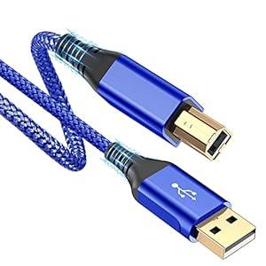 sweguard Printer Cable 10ft, USB 2.0 Printer Cable USB-A to USB-B Cable, High Speed Nylon Braided Scanner Printer Cord for HP Canon Dell Epson Brother Lexmark Xerox Samsung Piano DAC & More - Blue