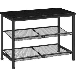 Shoe Rack for Entryway, 3-Tier Metal Shoe Rack with Storage Shelves and Spacious Top, Adjustable, It can accommodate 10-12 Pairs of Shoes,Black