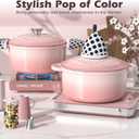 Umite Chef 5QT Enameled Cast Iron Dutch Oven Pot with Lid, Heavy-Duty Cookware for Bread Baking, Braising, Stews, Roasting, Wedding Registry Ideas & Gifts (Pink)