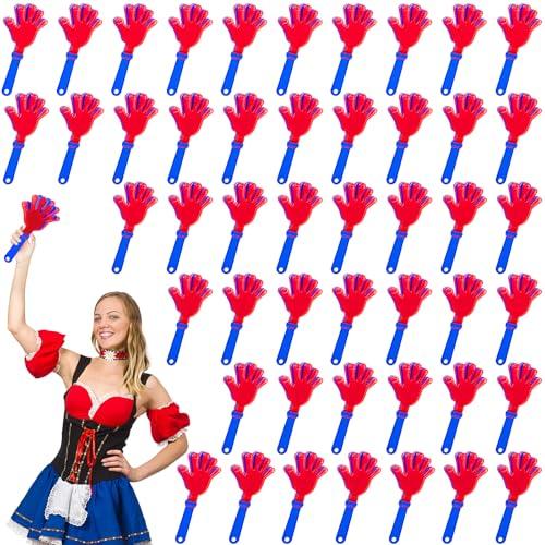 Junkin 48 Pcs Hand Clappers Bulk 7. 5 x 3. 5 Inches Noise Makers Party Favors Clapping Noise Maker Clacker for Birthdays Game Prizes Rewards Football Sporting Events Cheers Supplies (Red Blue)