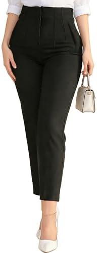 Kubsid Womens Straight Leg Pants 2026 High Waisted Stretchy Business Casual Work Pants Dress Office Trousers with Pockets.2XL