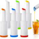SHUESS 6 Pack Bar Juice Pour Bottles Juice Pourers for Bartending, Store and Pour Containers Plastic Juice Dispensers for Bar Liquor Juice Store (34 Ounces, Multicolor)