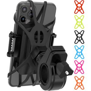 TruActive Premium Bike Phone Mount Holder | Universal Cell Phone Mount for 4"-7" Phones | Includes 6 Reusable Color Bands | Tool Free Handlebar Mount for Bicycle, Motorcycle, Electric Scooter, ATV