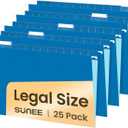 SUNEE Hanging File Folders Legal Size, Blue File Folders 25 Pack 1/5-Cut Tabs, Stay Organized for Your Home and Office Bulk File and Documents
