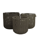 Set of 3 L17.5x16.6 M15x15 S13.5-13.5In Stackable Hand Woven Wicker Storage and Laundry Basket with Handles - Gray and Brown