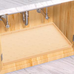 Sdpeia Under Sink Mat for [25" x 19"] Cabinet, Upgraded Silicone Waterproof Mat Kitchen Cabinet Liner Cabinet Protector Kitchen Organizers and Storage