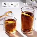 Ruckae Drinking Glasses Set of 8,15 oz and 7 oz Kitchen Water Glass Cups Set,Clear Ribbed Glassware Dishwasher Safe,Mixed Drinkware for Beer,Juice,Cocktail,Whiskey,Milk and Various Mixed Drinks