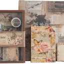 icceemee Scrapbooking Supplies Kit, Brown Garden Scrapbooking Kit for Bullet Junk Journaling, Stationery, A6 Grid Notebook, Flower DIY Journaling Supplies, Birthday Craft Gift for Teen Girls