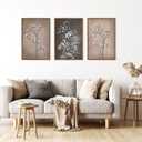 FWIEXA 3 Piece Neutral Canvas Wall Art for Bedroom Living Room, Framed 16x24 Inches Botanical Prints Set, Minimalist Wildflower Wall Decor, Large Modern Plant Painting