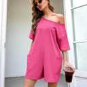 Rompers for Women Casual Romper Shorts Oversized One Piece Outfit | Athletic Tshirt, Short Sleeve, Wide Leg, Side pockets (Pink, S)