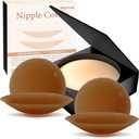 2 x Nipple Covers for Women2 Pairs Reusable Silicone Pasties, Adhesive&Waterproof, No Show Design with Travel Box, Large (Fits D+ Cups)