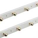 Wall Mounted Coat Hook Rack with Gold Hooks 2 Pack, Modern Wood Wall Organizer for Hanging Coats, Hats, Towels, Bags,Jackets, Keys (White)