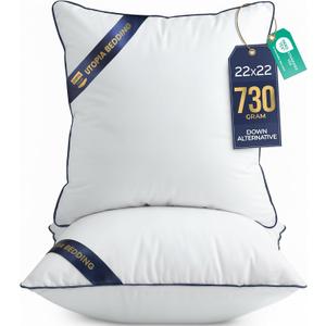 Utopia Bedding Throw Pillow Inserts (Pack of 2, White), 22 x 22 Inches Decorative Indoor Pillows for Sofa, Bed, Couch, Cushion Sham Stuffer