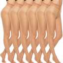 MANZI 5 Pairs 20D Women's Sheer Tights Ultra Thin High Waist Pantyhose Thigh Stockings S Light