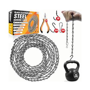 [Upgraded] 79” Black Electroplated Steel Hanging Chain with S-Hooks, Snap Hooks, Ceiling Hooks & Pliers, 33LBS Load Capacity, Adjustable Length for Hanging Bird Feeders, Planters, Lanterns, Billboards