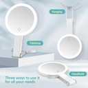 B Beauty Planet 30x/1x Magnifying Travel Mirror with Light, Double-Sided Rechargeable Adjustable Brightness 3 Colour Lighting, Folding, Handheld/Hangable/Tabletop, 3 Ways Using Mirror, White