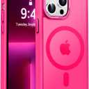 Newfuture Designed for iPhone 13 Pro Max Case with Magnetic [13 FT Military Drop Protection] [Compatible with Magsafe] Slim Translucent Matte Shockproof with Anti-Fingerprint Phone Case, Hot Pink