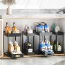 Delamu 4 Pack Under Sink Organizers and Storage, 2 Tier Black Bathroom Cabinet Organizer, Multi-Use Kitchen Bathroom Organizers and Storage, Black