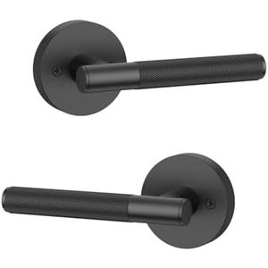 Asidrama 2 Pack Black Dummy Door Handles, Non-Turning Decorative Door Lever with Door Knobs for Closet, French Double Doors, Pantry & Interior Push/Pull Use 07