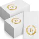 200 Pack Monogrammed Disposable Napkins Gold Foil Letter B Guest Napkins Initial Disposable Hand Paper Towels for Wedding Engagement Baby Shower Party Home Kitchen Bathroom Dinner Decorative Towels