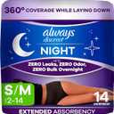 Always Discreet Adult Incontinence Overnight Underwear for Women, Small/Medium, Up to 100% Bladder Leak Protection, 14 Count