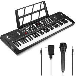 61 Keys Electronic Digital piano, Portable Keyboard Piano with Built-in Speaker and Microphone, Sheet Stand and Power Supply, Keyboard Piano Teaching Gift for Beginners Eelectric