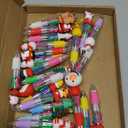 24 Cute Multicolor Pen Fun Christmas Pen, Colored Ballpoint Bulk Pens for Gifts, Perfect for Xmas Winter Holiday Birthdays Parties - 4 Color Pens in One