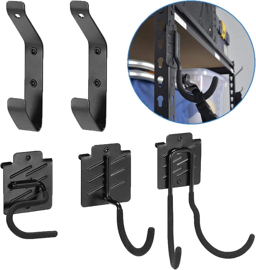 Ultrawall 5 Pack Shelving Hooks for Keyhole Shelves Organization, Utility Shelves Hooks for Clothes, Hats, Garden Tool Bags, Chainsaws, Cords, Tools Equipment