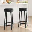 GAOMON 30'' Backless Round Swivel Bar Stools Set of 2, Black, 2PC