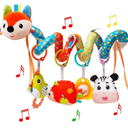 Baby Car Seat Toys, Infants Activity Spiral Plush Toys for Babies 0-6 Months Hanging Stroller Toy Gift for Infant Boys and Girls 0 3 6 12 Months Newborn Sensory Toy with Rattles Squeaker Music - Fox