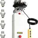 Hydraulic Motor Dump Trailer Pump, 12V DC Double Solenoid Double Acting Hydraulic Power Unit, 8L Plastic Reservoir, for Dump Trucks, Snow Plows, Tow Trucks, and Industrial Machinery