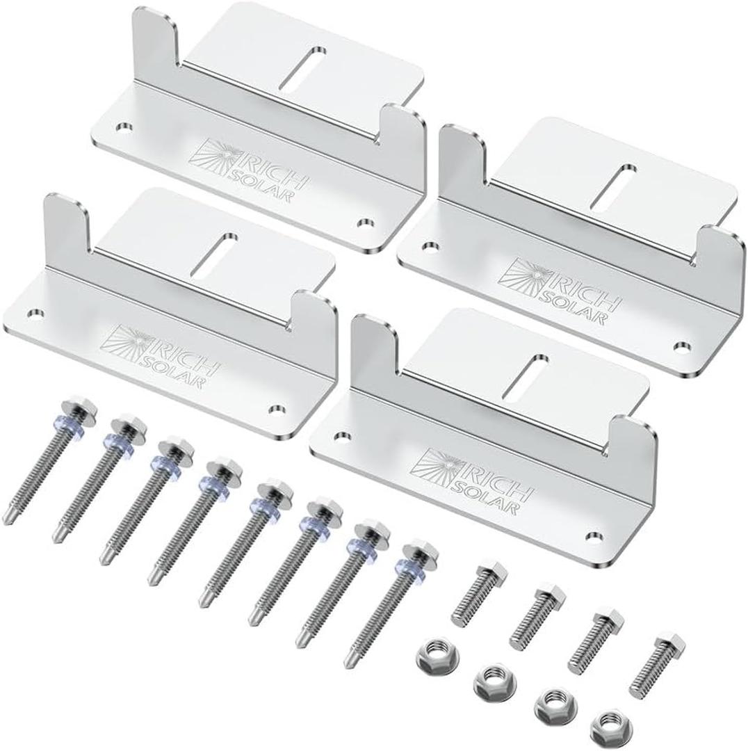 RICH SOLAR Solar Panel Mounting Hardware Z Brackets for RV Roof Boat Set of 4 Units