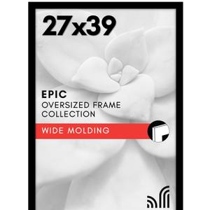 Americanflat 27x39 Poster Frame with Polished Plexiglass - Black Picture Frame - Wide Photo Frames Made of Engineered Wood for Vertical or Horizontal Wall Display - Epic Collection - Black