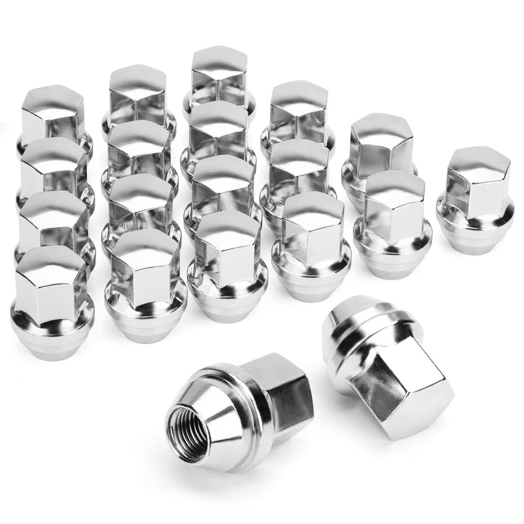 Dynofit M141.5 OEM Lug Nuts Compatible with Ram 1500 Jeep Ford Mustang Buick Camaro Cadillac Chrysler, 20PCS Black Lug Nuts Hex 7/8'' Height 1.5'' Conical Cone Bulge Seat, for Factory Wheels
