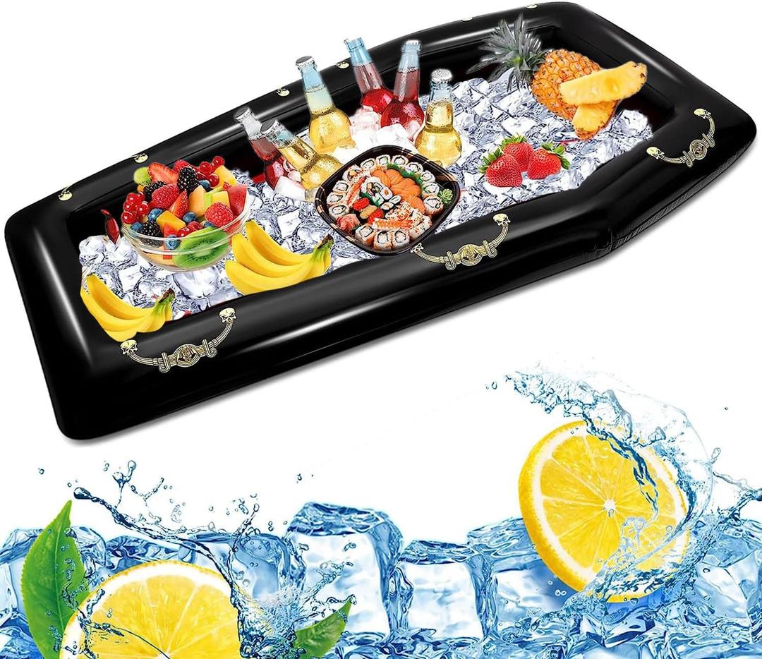52Inch Inflatable Coffin Cooler Coffin Pool Float Inflatable Ice Chest Buffet Cooler Drink Beverage for Halloween Party Spooky Decor Cooler Pool Party Picnic Barbecue (Coffin Cooler)