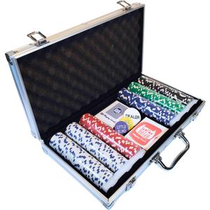 Fat Cat 11.5 Gram Texas Hold 'em Claytec Poker Chip Set with Aluminum Case, 300 Striped Dice Chips
