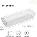 Oggi Clear Drawer Organizer - 3" X 9.5" (Set of 6) - Ideal for Organizing Kitchen Drawers, Office, Desk, Silverware, Kitchen Utensils, Cosmetics and Bathrooms