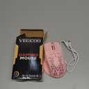 VEGCOO Wireless Gaming Mouse, C30 Silent Click Wireless Rechargeable Gaming Mouse with Double-Click Key and Colorful LED Lights, 3 Level Adjustable DPI for Gaming and Working (Pink)