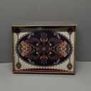 Spsyrine Plastic Serving Tray for Ottoman, Coffee Table, Rectangle Decorative Tray for Entertaining, Outdoor, Living Room, Home Decor (11.8" x 15.7" x 1.6", 30 Navy Blue)