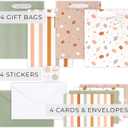 Beautiful Gift Bags Set of 4 - Medium Sized 9" Bags with Handles incl. Matching Tissue Paper, Cards & Small Stickers - Reusable & For Presents of Any Birthday, Weddings, Mothers Day & Other Occasion