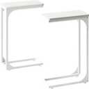 Narrow C Table Side Table Set of 2 - Slim Couch Tray Tables Skinny Thin Small Farmhouse Living Room Sets, White (YH017-18WW)